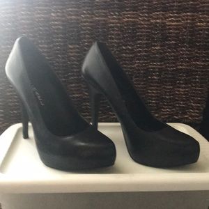 Michael black leather heels